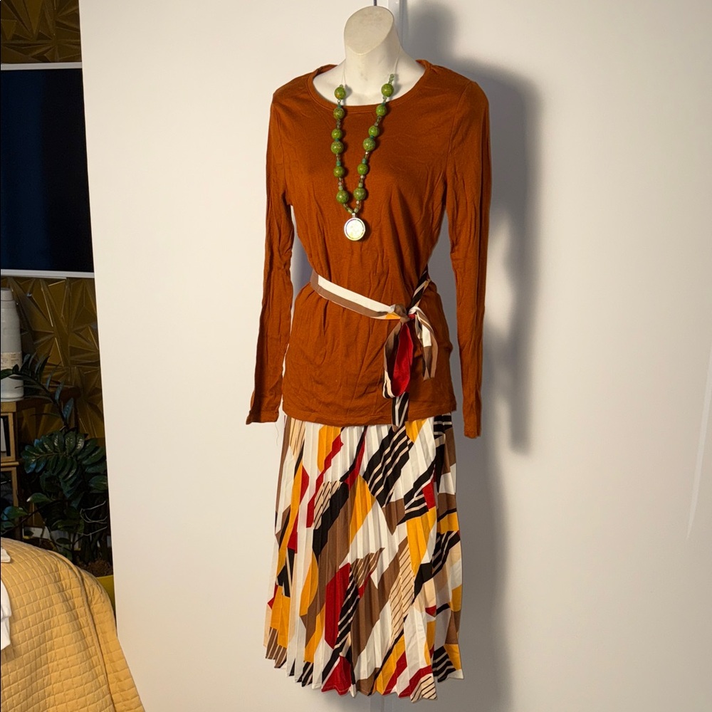 Multicolor Patterned Skirt with shirt